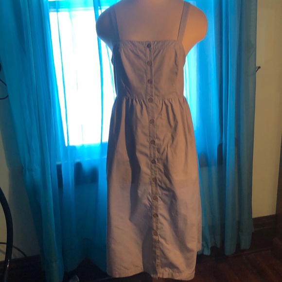 Cooperative Medium sundress in light grey/button down/straps/smocked back/cotton - Picture 3 of 14